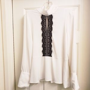 Zara Basics Peplum Lace-Front Blouse